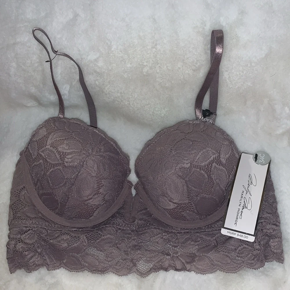 🇺🇸🎆 MARILYN MONROE Soft Lavender Light Lift Lace Bra NWT 34C - Picture 9 of 9